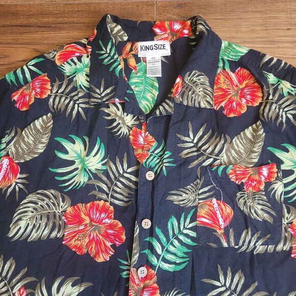 King Size 2XL Short‎ Sleeve Button Up Hawaiian Big Shirt Casual Work Surf - Picture 4 of 10